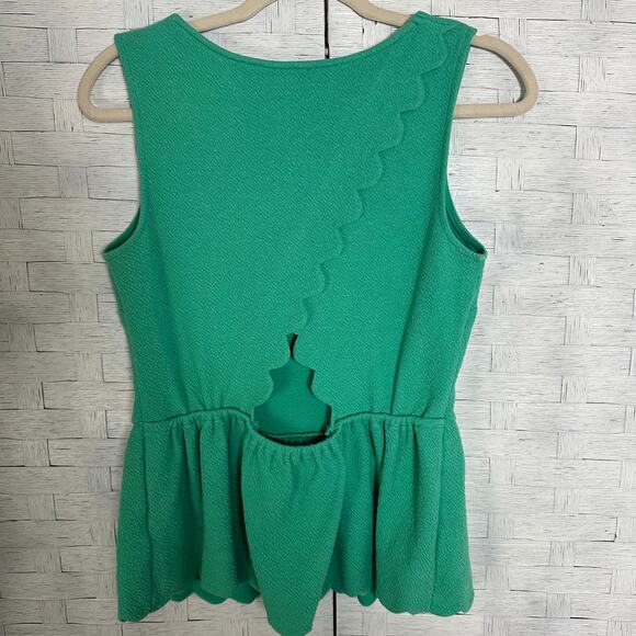 Anthropologie postmark sleeveless blouse scalloped hem V-neck crisscross back - Picture 2 of 7